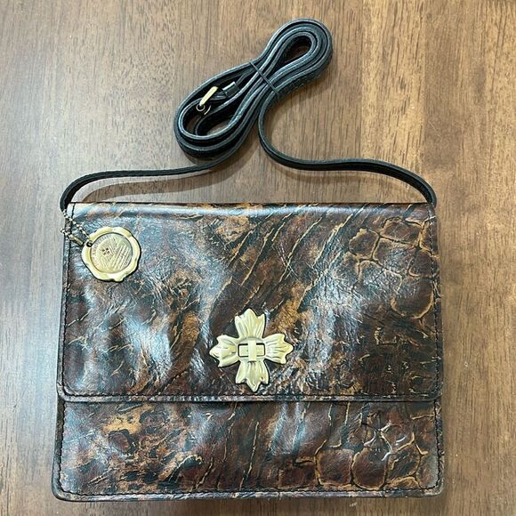 Patricia Nash Consilina Floret Leather Crossbody Bag Abstract Animal Print EUC - Picture 3 of 13